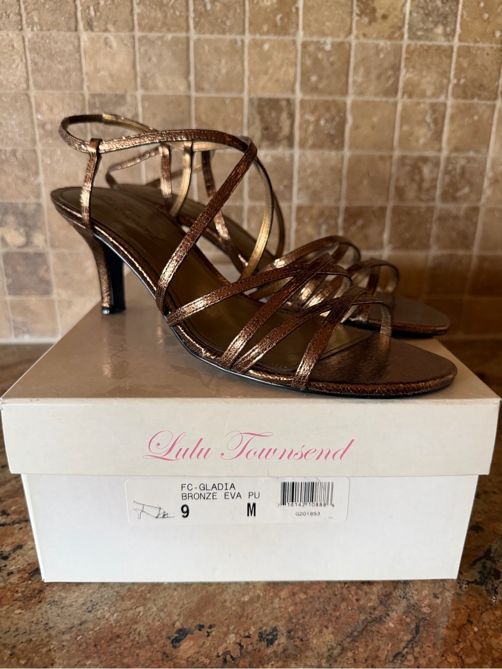 Lulu Townsend Metallic Bronze Strappy Sandals